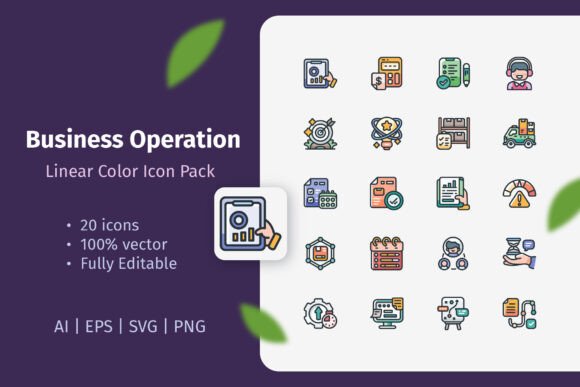 Business Operation Linear Color Icon Set