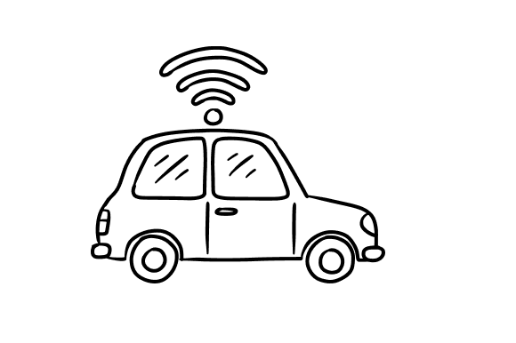 Connected Car with Wi-Fi Signal Graphics