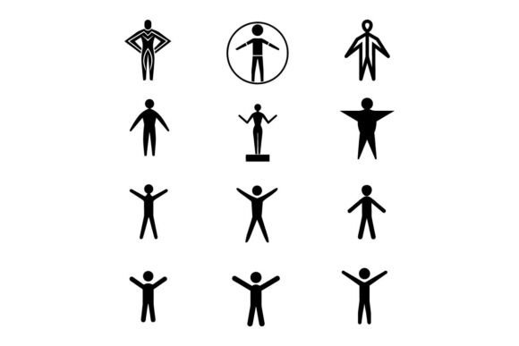 Human Stick Figure Pictogram Vector Icon Graphics