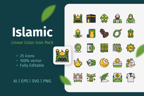 Islamic Linar Color Icon Pack: Graphics and Icons for Modern Branding