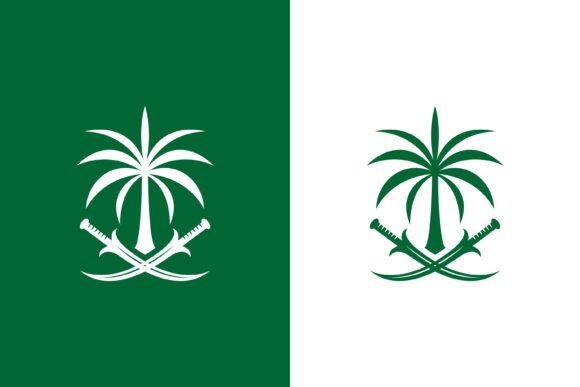 Logo Palm Tree and Sword Green Saudi Graphics