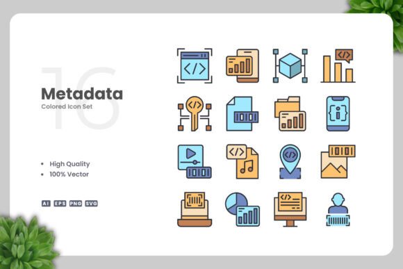Metadata Colored Icons: Graphics and Icons for Modern Design