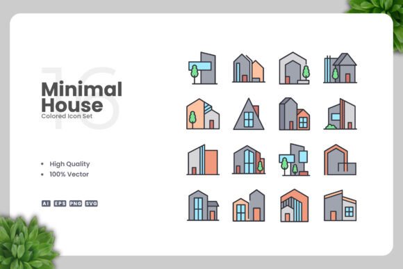 Minimal House Colored Icons