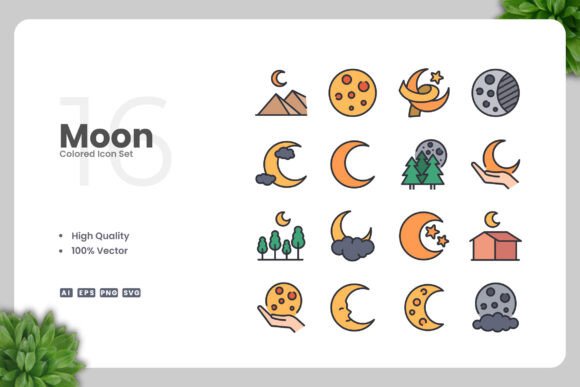 Moon Colored Icons: Graphics and Icons for Digital Sellers