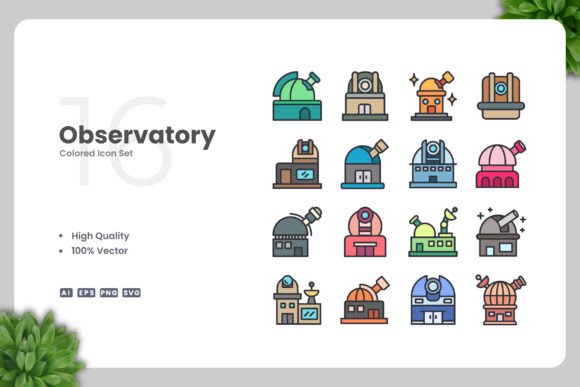 Observatory Colored Icons: Graphics and Icons for Modern Design