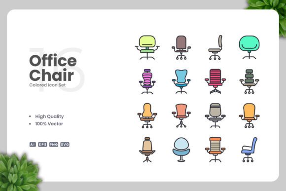 Office Chair Colored Icons Graphics