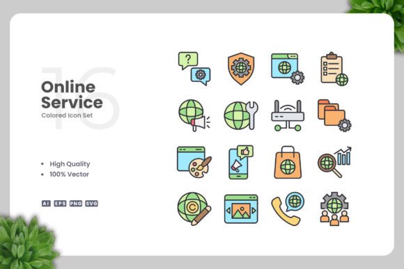 Online Service Colored Icons Graphics