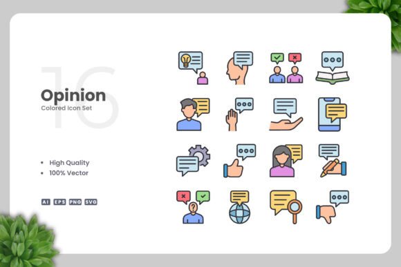 Opinion Colored Icons: Graphics and Icons for Creative Design