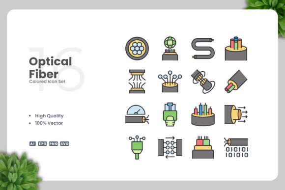 Optical Fiber Colored Icons for Modern Branding