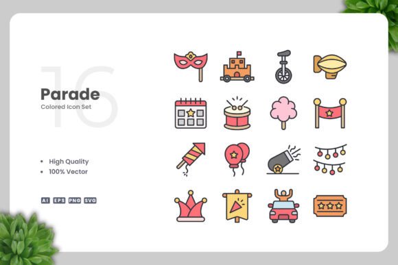 Parade Colored Icons: Graphics and Icons for Modern Design