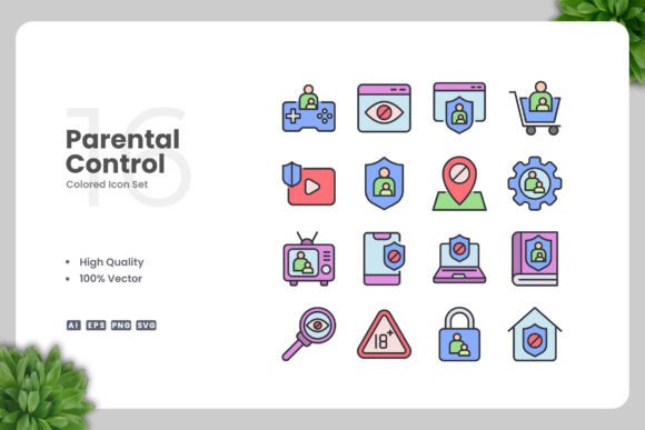 Parental Control Colored Icons: Graphics and Icons for Modern Branding