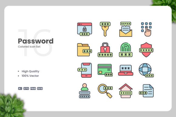 Password Colored Icons: Graphics for Crafters