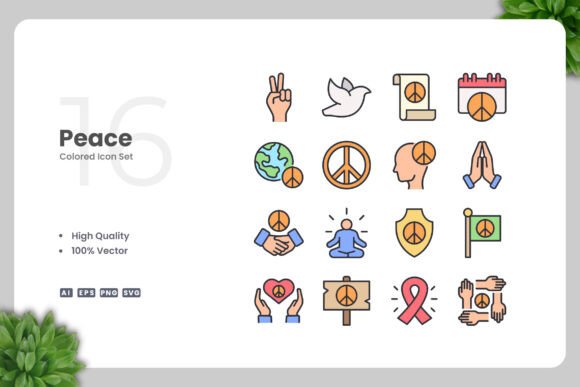 Peace 2 Colored Icons: Graphics and Icons for Modern Design