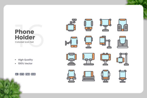 Phone Holder Colored Icons for Graphics and Icons