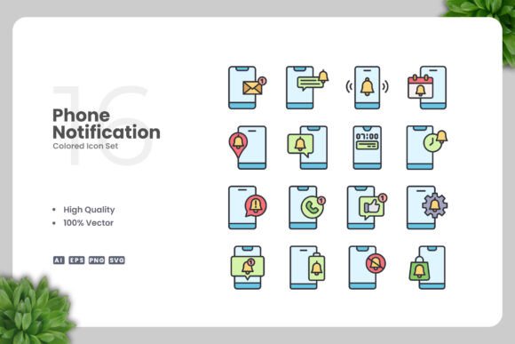 Phone Notification Colored Icons: Graphics and Icons for Modern Design