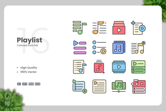 Playlist Colored Icons for Creative Crafters