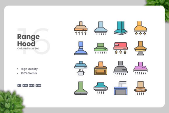 Range Hood Colored Icons for Graphics and Icons