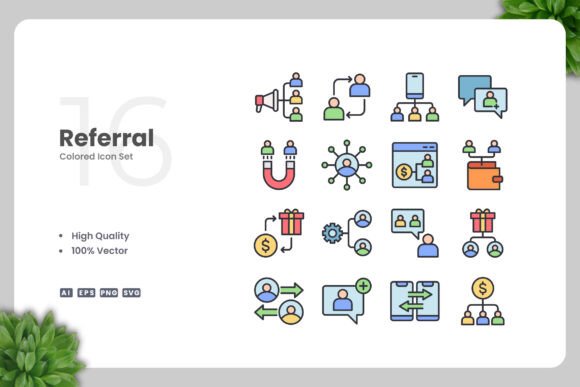 Referral Colored Icons: Graphics and Icons for Modern Design