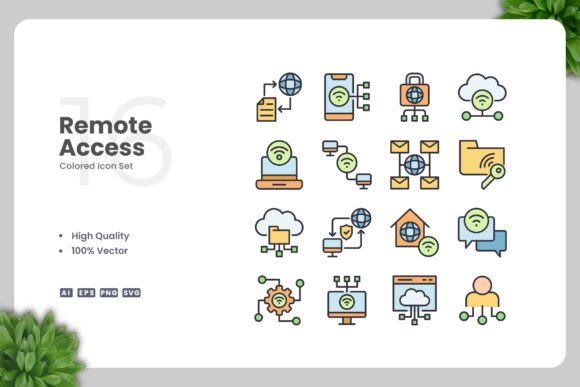 Remote Access Colored Icons for Graphics and Icons