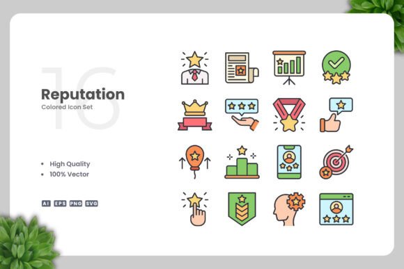 Reputation Colored Icons: Graphics and Icons for Modern Design