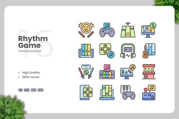 Rhythm Game Colored Icons for Graphics and Icons