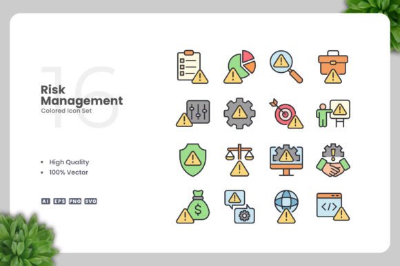 Risk Management Colored Icons Graphics