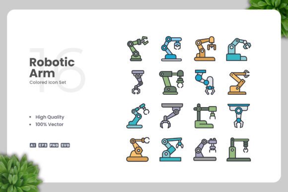 Robotic Arm Colored Icons Graphics