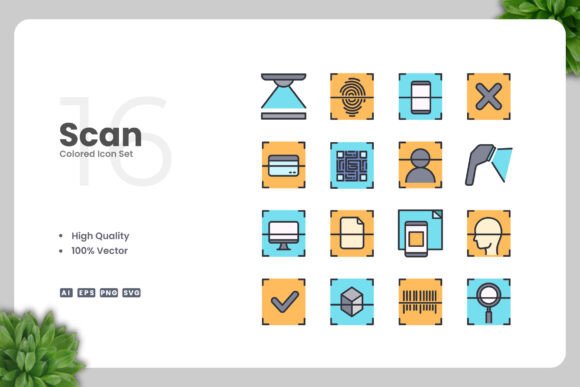 Scan Colored Icons: Graphics and Icons for Local Business