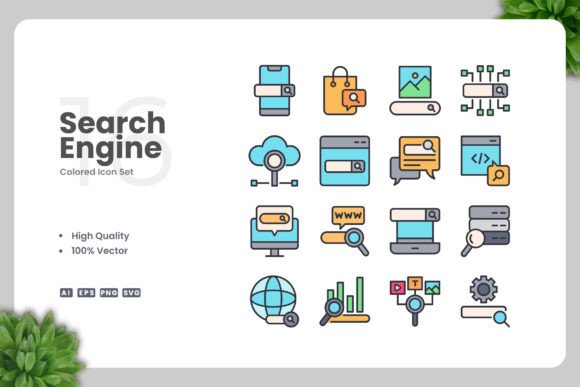 Search Engine Colored Icons for Graphics and Icons
