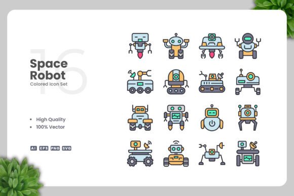 Space Robot Colored Icons