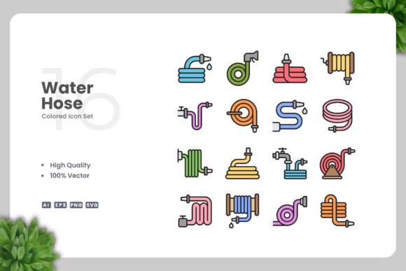 Water Hose Colored Icons: Graphics and Icons for Modern Design