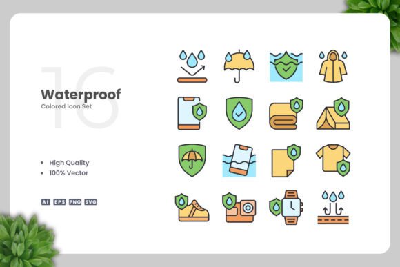 Waterproof Colored Icons for Handmade Graphics